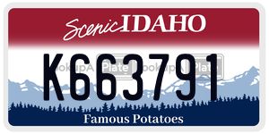 K663791  license plate in ID