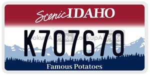 K707670  license plate in ID