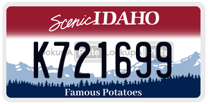 K721699 license plate in Idaho