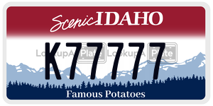 K77777  license plate in ID
