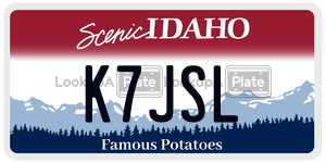K7JSL  license plate in ID