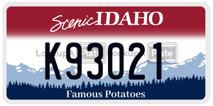 K93021  license plate in ID