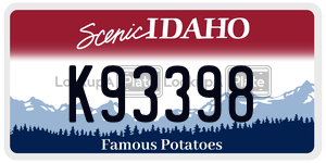 K93398  license plate in ID