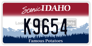 K9654  license plate in ID