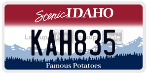 KAH835  license plate in ID