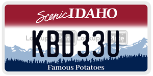 KBD33U  license plate in ID