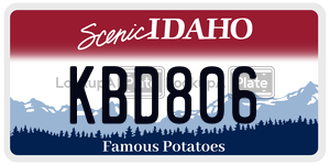 KBD806  license plate in ID