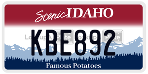 KBE892  license plate in ID