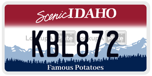 KBL872  license plate in ID