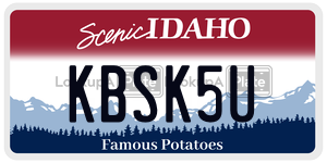 KBSK5U  license plate in ID