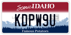 KDPW9U  license plate in ID