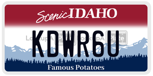 KDWR6U  license plate in ID