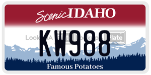 KW988  license plate in ID