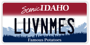 LUVNMES  license plate in ID