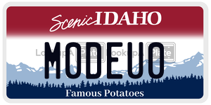 M0DEU0  license plate in ID
