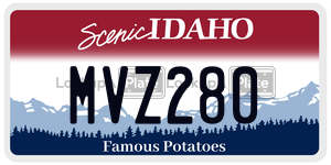 MVZ280  license plate in ID