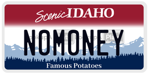 N0M0NEY  license plate in ID