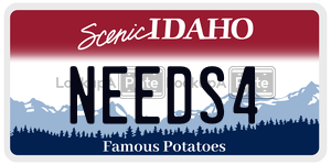 NEEDS4  license plate in ID