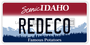 REDEC0  license plate in ID