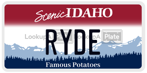 RYDE  license plate in ID