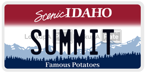 SUMMIT license plate in Idaho