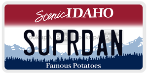 SUPRDAN license plate in Idaho