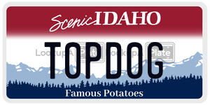 T0PD0G  license plate in ID