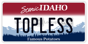 T0PLESS  license plate in ID