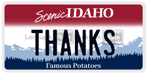 THANKS  license plate in ID