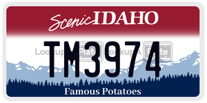 TM3974  license plate in ID