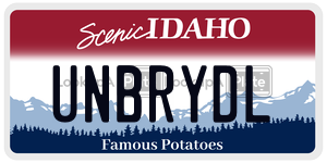 UNBRYDL  license plate in ID