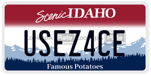 USEZ4CE license plate in Idaho