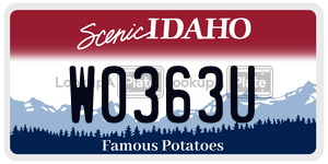 W0363U  license plate in ID