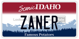 ZANER  license plate in ID