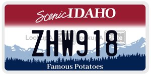 ZHW918  license plate in ID