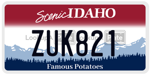 ZUK821  license plate in ID