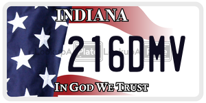 216DMV license plate in Indiana
