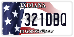 321DBQ license plate in Indiana