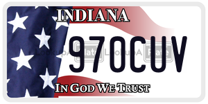 970CUV license plate in Indiana