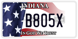 B805X  license plate in IN