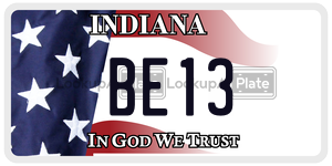 BE13 license plate in Indiana