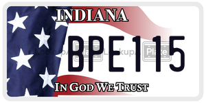 BPE115 license plate in Indiana