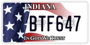 BTF647  license plate in IN