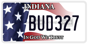 BUD327  license plate in IN