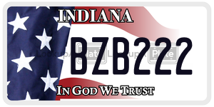 BZB222 license plate in Indiana