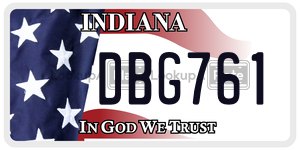 DBG761 license plate in Indiana
