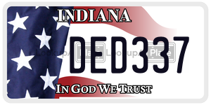 DED337 license plate in Indiana