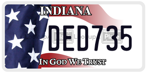 DED735 license plate in Indiana