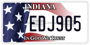 EDJ905  license plate in IN