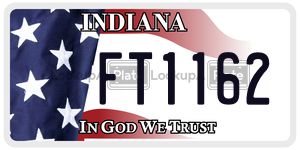 FT1162 license plate in Indiana